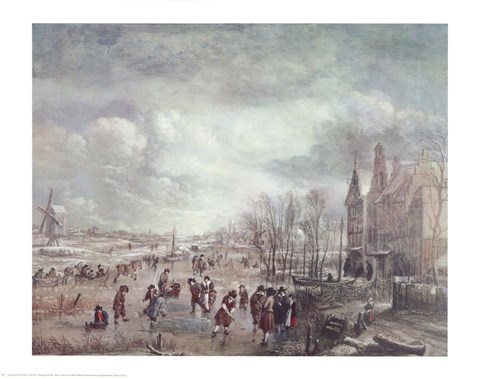 Framed Skating on the Dike Print