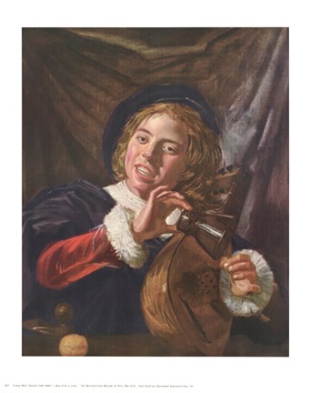 Framed Boy with a Lute Print