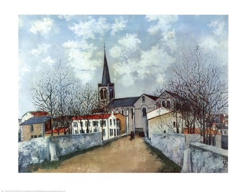 Framed Church in Suburbs Print