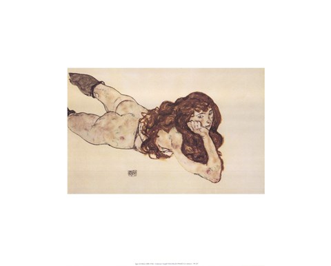 Framed Nude Lying on Her Stomach Print