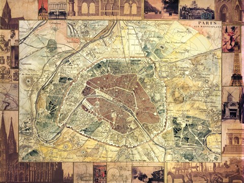 Framed Carte de Paris II Print