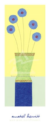 Framed Pom-Pom Cornflowers Print