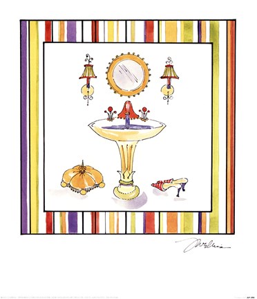 Framed Striped Bath II Print