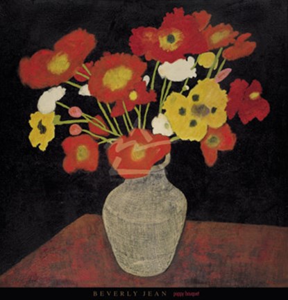 Framed Poppy Bouquet Print