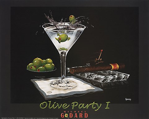 Framed Olive Party I Print