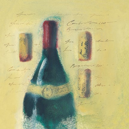 Framed White Wine Bottles Print