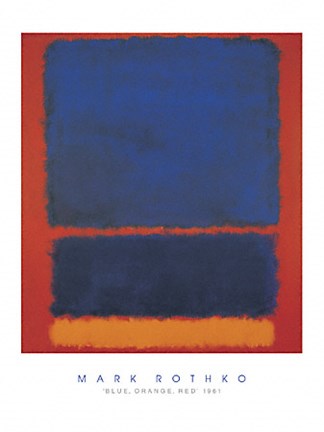 Framed Blue, Orange, Red, 1961 Print