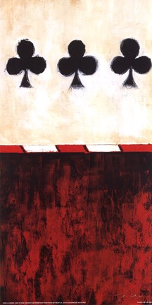 Framed Three of Clubs Print