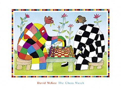 Framed Elmer and Wilbur Play Chess Print