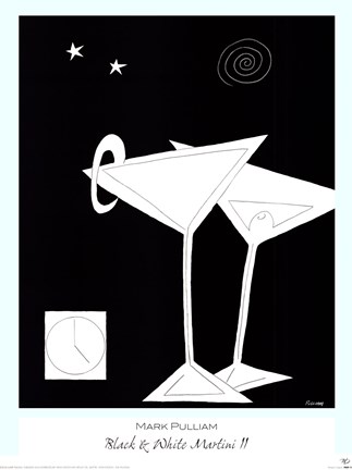 Framed Black and White Martini II Print