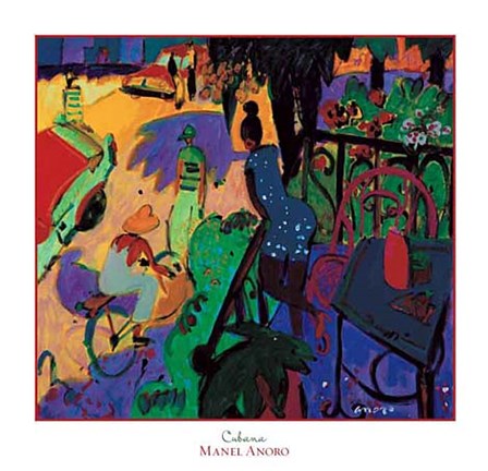 Framed Manel Anoro - Cubana Size 27x28 Print