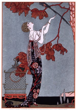 Framed Fashion Illustration, 1914 Print