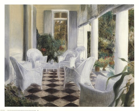 Framed White Summer Terrace Print
