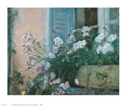 Framed Piet Bekaert - Des Fleurs Sur le Balcon Size 32x27 Print