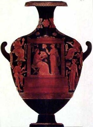 Framed Greek Vase with Six Figures Print