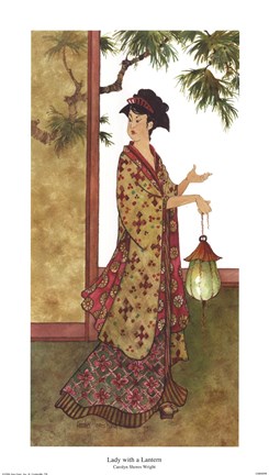 Framed Lady with a Lantern Print