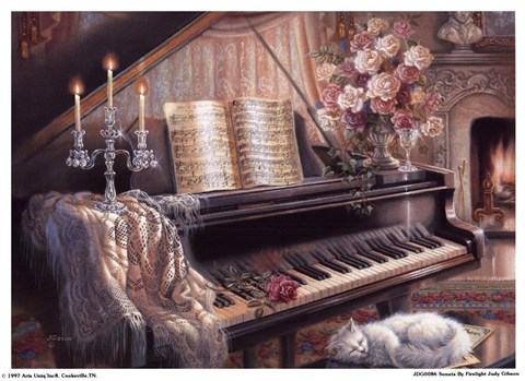 Framed Sonata By Firelight (Mini) Print