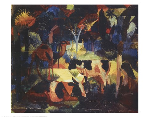 Framed Cows and Camel Print