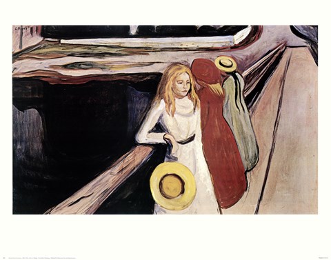 Framed Three Girls on a Bridge Print