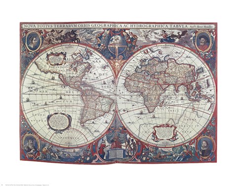 Framed New Earth Water Map of the Entire World Print