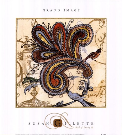 Framed Bird Of Paisley II Print