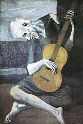 Framed Old Guitarist Print