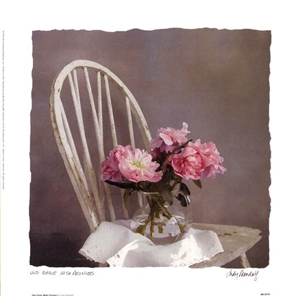 Framed Old Chair With Peonies Print