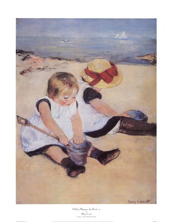 Framed Children Playing On The Beach Print