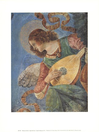 Framed Angel With Lute Print