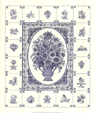 Framed Crown Imperial In A Dutch Tile Border Print