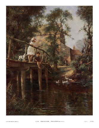 Framed Fishing From The Bridge Print