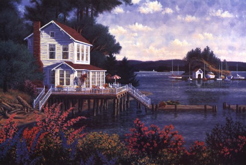 Framed Deer Harbor In Spring Print