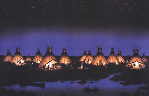 Framed Night Fires Print