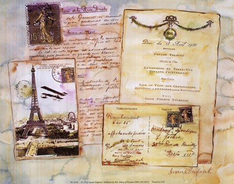 Framed Parisian Postals II Print