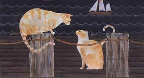 Framed Cats on Dock Print