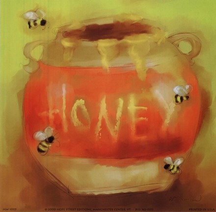 Framed Honey Pot And Bees Print
