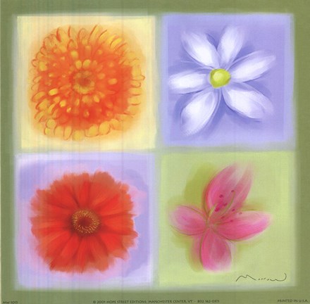 Framed 4 Flower Panel Print