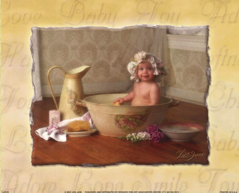 Framed Baby in Bathtub Print