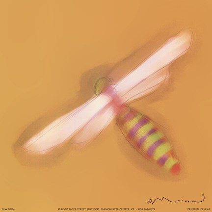 Framed Dragonfly On Yellow Print