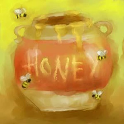 Framed Honey Pot And Bees Print