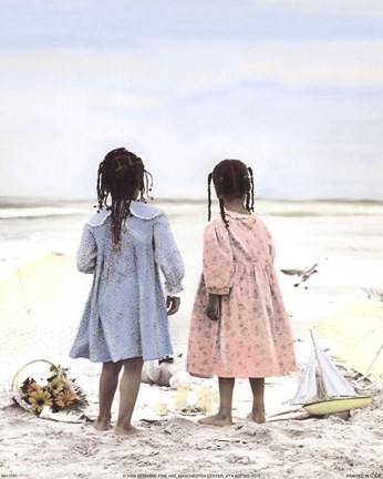 Framed Two Girls on Beach Print