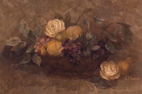 Framed Bountiful Fruit and Roses Print