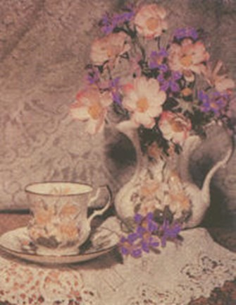 Framed Violets And Tea Print