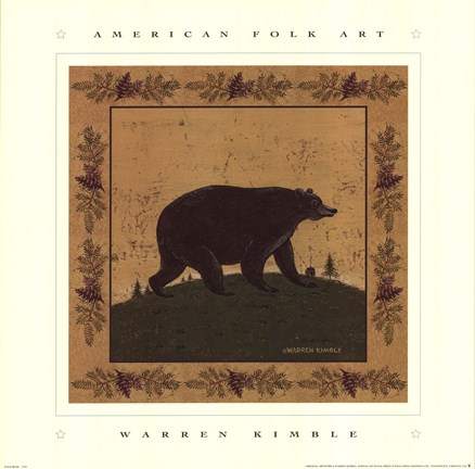 Framed Folk Bear Print