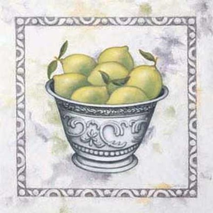 Framed Silver Bowl with Limes Print