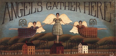 Framed Angels Gather Print