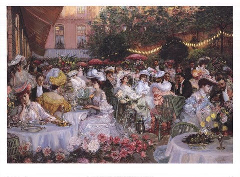 Framed Georges Jeanniot - Le Diner A&#39; L&#39;Hotel Ritz Print