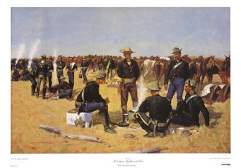 Framed Cavalryman&#39;s Breakfast On The Plains Print
