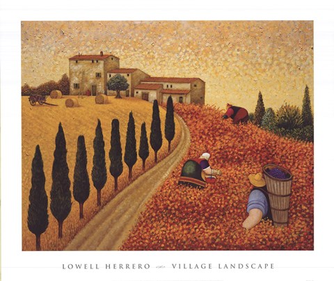 Framed Village Landscape Print