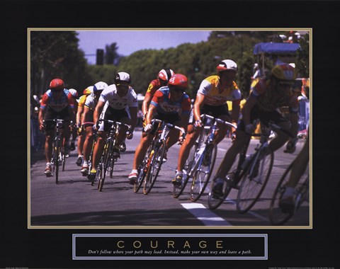 Framed Courage - Making A Turn Bicycle Race Print
